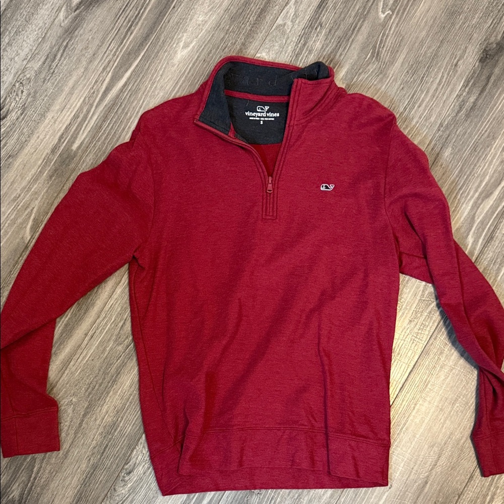 Vineyard Vines Men's Red Zip-Up Sweater